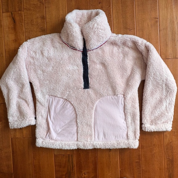 vintage Tommy Hilfiger Zip-Front Fleece Bomber Jacket Womens M Beige - Picture 12 of 13